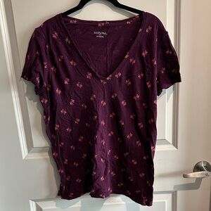 Merona Plum Floral Short Sleeve Tee